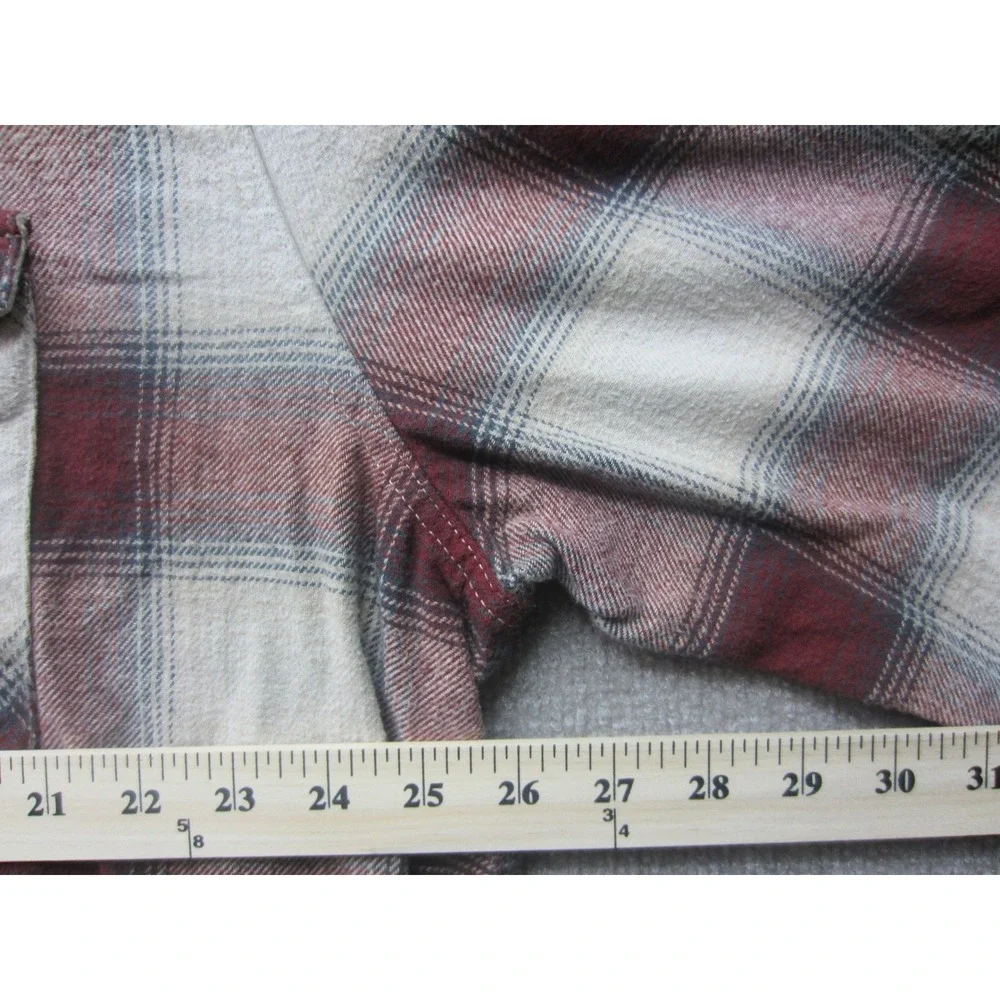 Levis Mens 2XL Western Flannel Shirt Red Plaid Cotton Pearl Snap Button